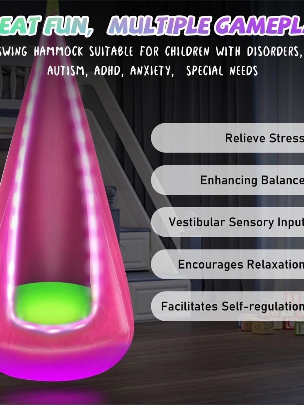 LED Pink Hanging Pod Swing‎ - Picture 2 of 4